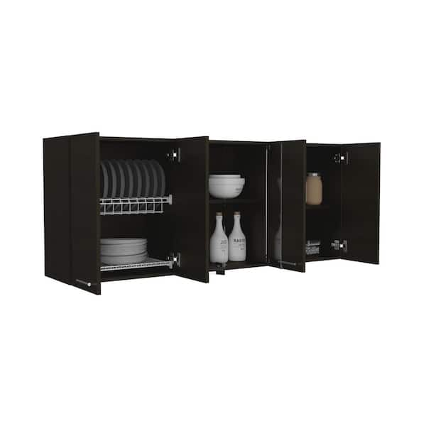 cadeninc Black Bathroom Wall Cabinet with 2 Doors and Adjustable