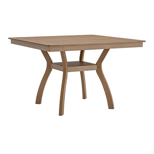 Benjara 36 in. Brown Square Wood Bar Table with Curved Legs