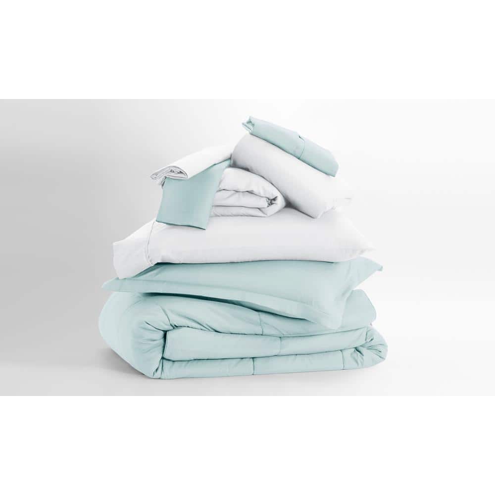Aqua Blue Full Size Microfiber Bed in a Bag Set