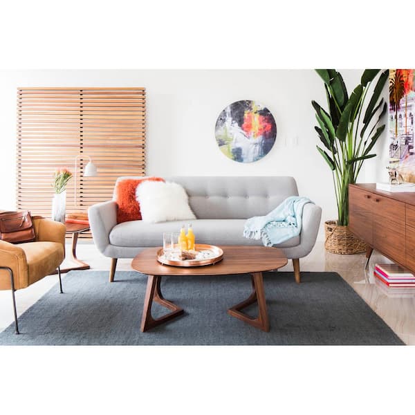 NADAAL STUDIOS Carina 42 in. Brown Rectangle Solid Walnut Wood Coffee Table with Sculptural Base