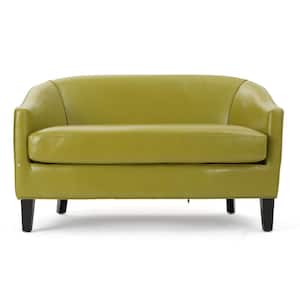 Justine 48.8 in. Green Faux Leather 2-Seater Loveseat with Square Arms