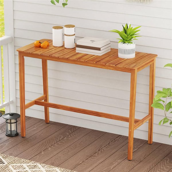 Costway 54 in. x 22 in. Acacia Wood Counter Height Table with