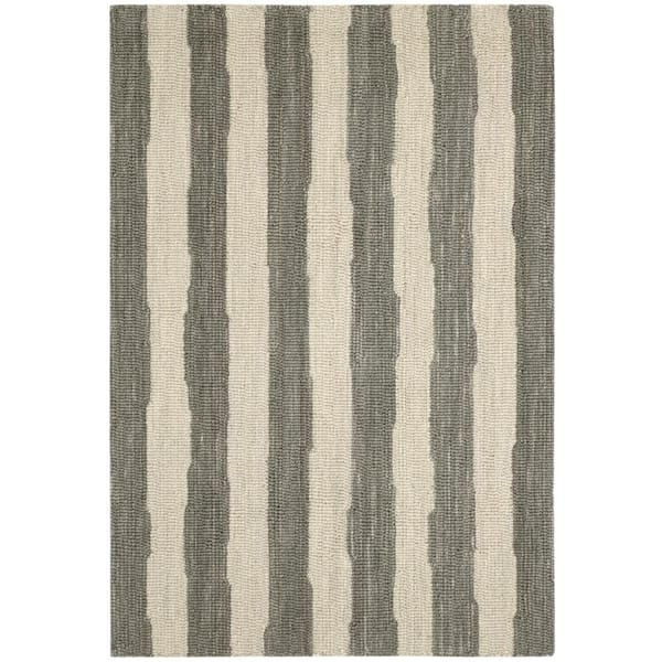 DASH & ALBERT Silas Stripe Hand Micro Hooked Wool Grey 3 ft. x 8 ft ...