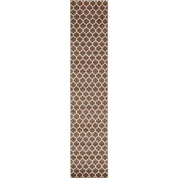 Unique Loom Trellis Philadelphia Medium Brown/Beige 2' 7 x 13' 0 Runner Rug