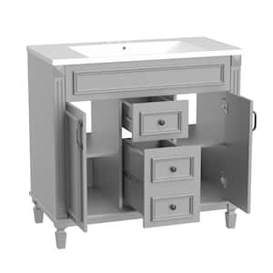 35.9 in. W x 18 in. D x 34 in. H Bath Vanity Cabinet without Top in Gray with 2-Doors and 2-Drawers Not Include Sink