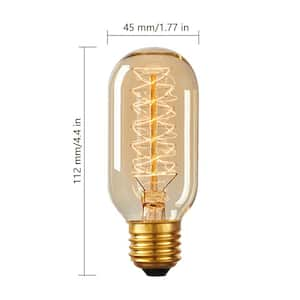 40-Watt Equivalent Vintage T45 Dimmable E26 Base Incandescent Edison Light Bulb 2700K (4-Pack)