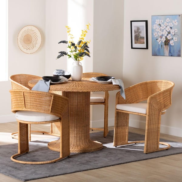 Akiko Light Honey Rattan 5-Piece Dining Set