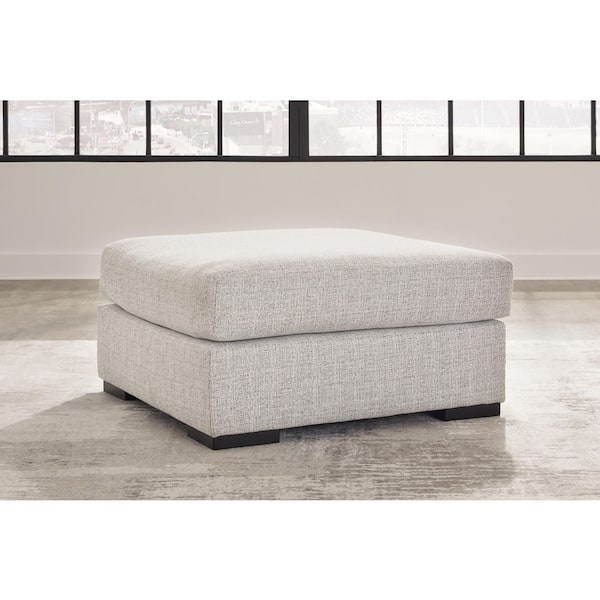 Larce Beige Polyester Square Accent Ottoman