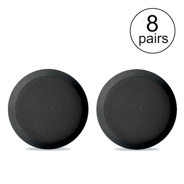 Unbranded PDIC81RDBK 250W 8 Inch Flush In-Wall In-Ceiling Black Speakers (8 Pack)