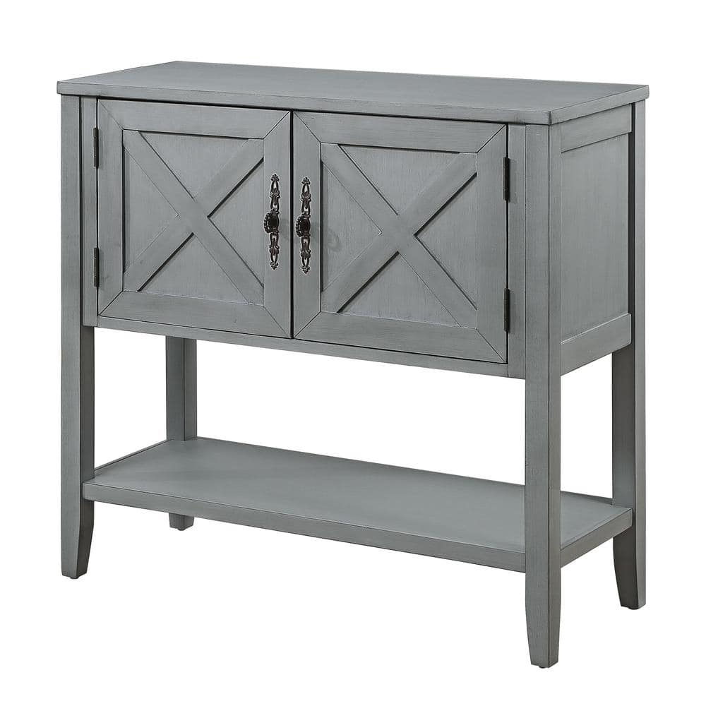 35.43 in. W x 13.78 in. D x 33.75 in. H Bathroom Gray Linen Cabinet