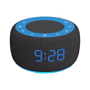 2 in 1 Black and Blue Digital Acrylonitrile Butadiene Styren Lighted Table Alarm Clock and Sound Machine