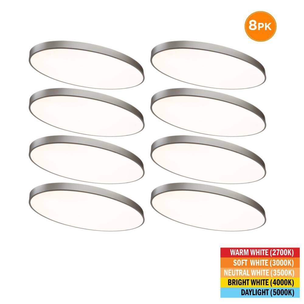 8-Pack 32 in. x 18 in. Oval Satin Nickel LED Flush Mount Ceiling Light Fixture 2700K 3000K 3500K 4000K 5000K 3500LM price history on PriceWatchPro
