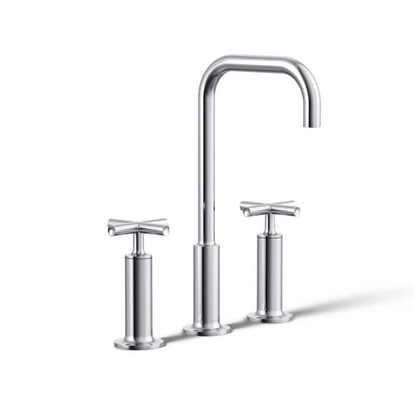 KOHLER Purist 8 in. Widespread 2-Handle Mid-Arc Bathroom Faucet in Polished Chrome with High Gooseneck Spout