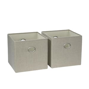 10 in. H x 10.5 in. W x 10.5 in. D Beige Fabric Cube Storage Bin 2-Pack