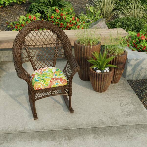 jordan manufacturing floral outdoor tufted wicker seat cushion