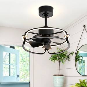 Grover 19 in. Indoor Integrated LED Black Ceiling Fan with Remote and Light Included