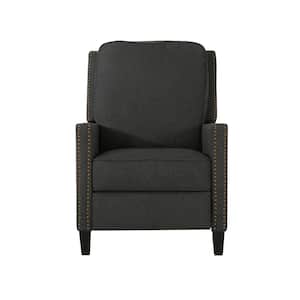 Cecelia Traditional Dark Grey Fabric Recliner with Stud Accents