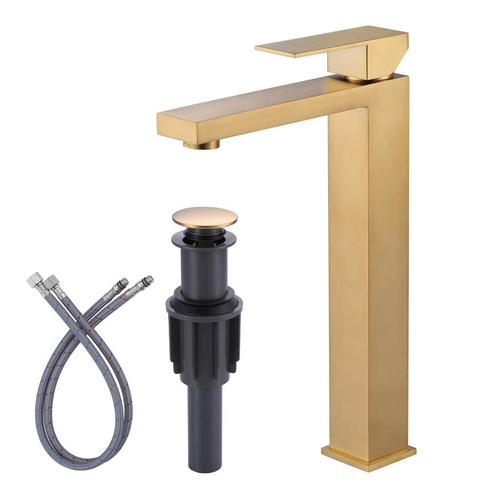 Brushed Gold Stainless Steel Single Handle High Arc Faucet
