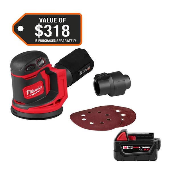 M18 18V Lithium-Ion Cordless 5 in. Random Orbit Sander with 5.0 Ah Battery