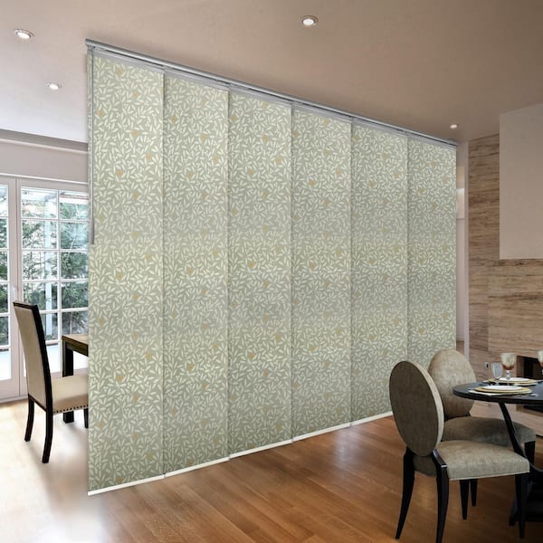 FINE FIXTURES Petunia 70 in. - 130 in. W x 94 in. L Adjustable 6- Panel White Single Rail Panel Track with 23.5 in. Slates