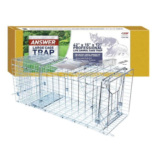 Live Animal Cage Trap, Spring Loaded, 42 x 15 x 15-In.