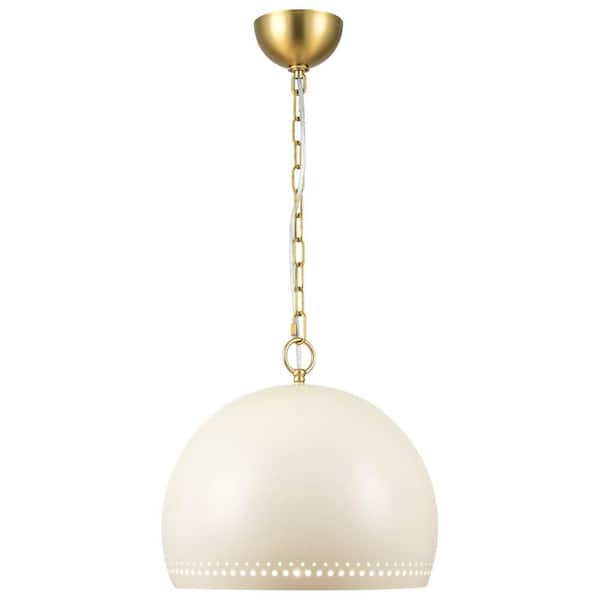Rennnsan Effie Contemporary 1-Light White Dome Pendant Light with Perforated Trim