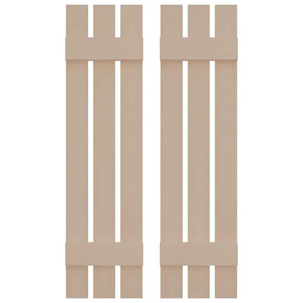 Builders Edge 12 in. W x 39 in. H Vinyl Exterior Spaced Board and Batten Shutters Pair in Wicker