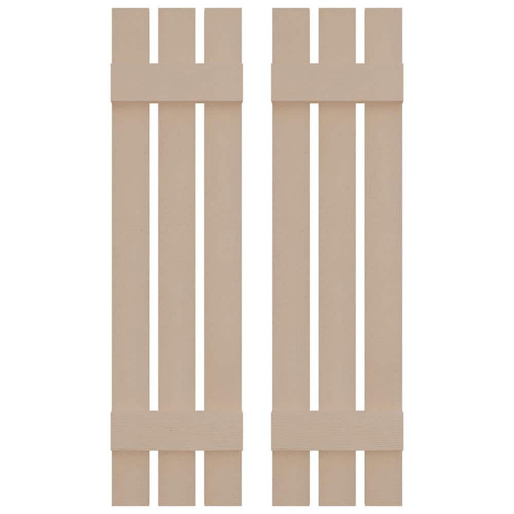 12 in. W x 47 in. H Vinyl Exterior Spaced Board and Batten Shutters Pair in Wicker