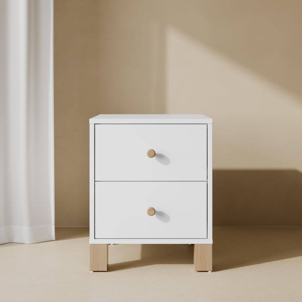 California White with Driftwood 2 Drawer Nightstand
