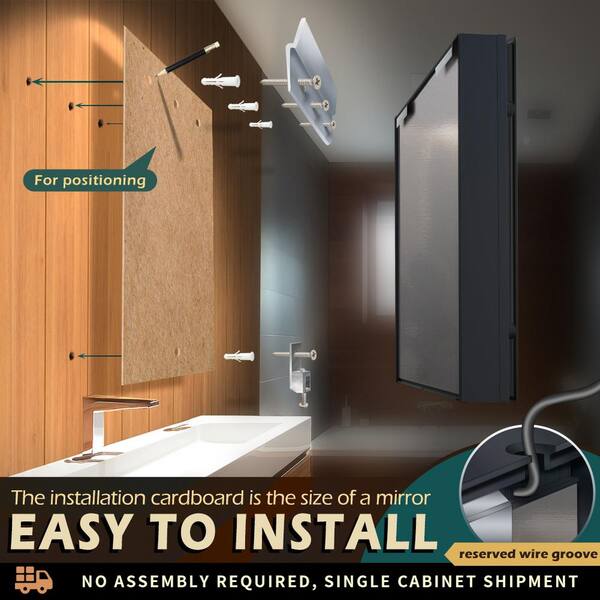 KWW 30 in. W x 28 in. H Large Rectangular Silver Surface Mount 
