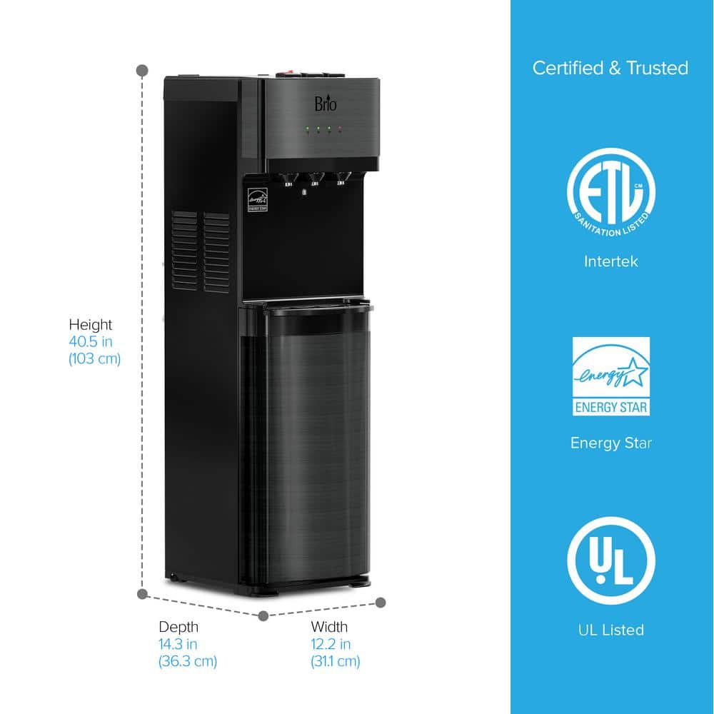 Brio Black 4-Stage Bottle-Less Tri-Temperature Water Cooler