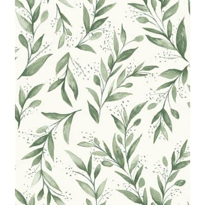 Olive Branch Paper Peel & Stick Repositionable Wallpaper Roll (Covers 34 Sq. Ft.)
