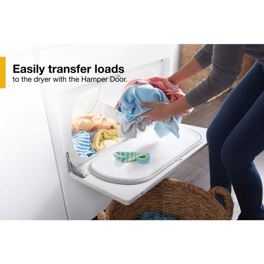 White Freestanding Electric Dryer with Powder Coated Drum