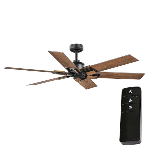 Home Decorators Collection 60 in. Winderige Indoor Matte Black Ceiling Fan with Remote Control and Downrod Included