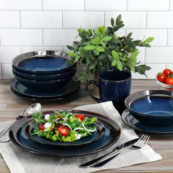 GIBSON elite 16-Piece Priya Reactive Glaze Stoneware Dinnerware