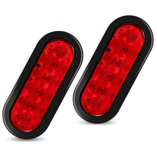 6 in. Oval LED Trailer Tail Lights Waterproof Stop Turn Brake Light Kit DOT Compliant Red (2-Pack)