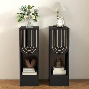 Engraving lines Black Set Drawer Nightstand