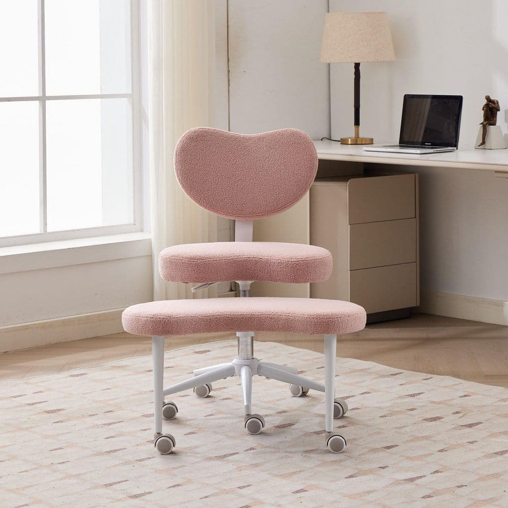 Teddy Ergonomic Adjustable Height Swivel Task Chair in Pink with Wheels and Footrest