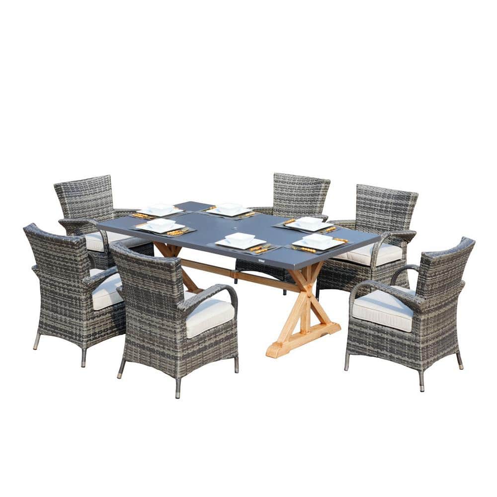 DIRECT WICKER Taylor 7Piece Aluminum Wicker Outdoor Dining Patio Set