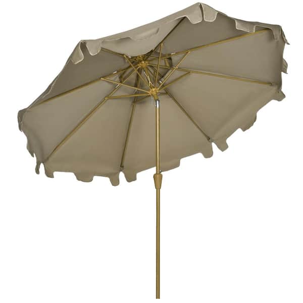 Outsunny 9 ft. Polyester Patio Market Umbrella in Brown