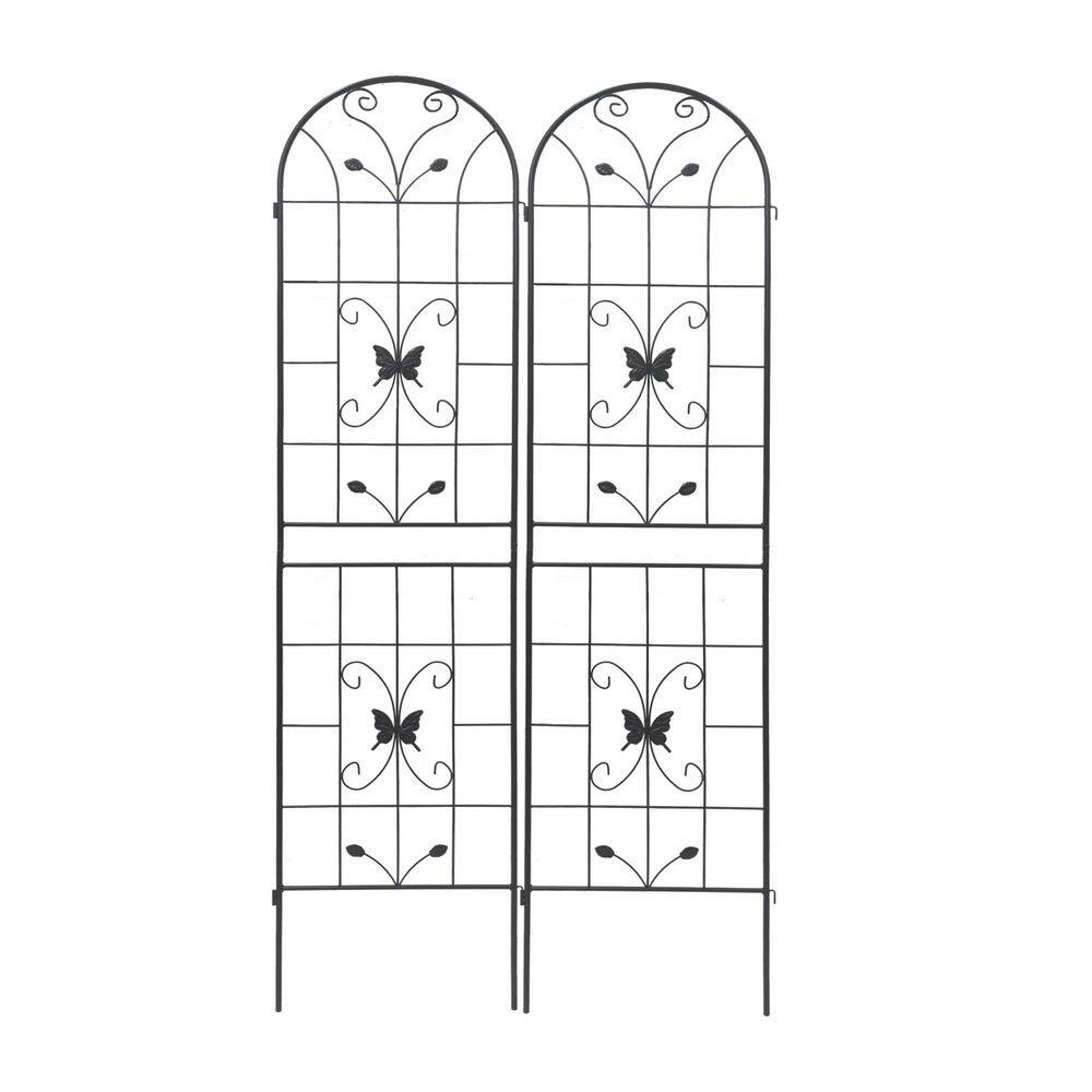 2 Pack 86.7 in. x 19.7 in. Black Iron Metal Outdoor Rustproof Butterfly Deco Garden Trellis for Climbing Plants Support price history on PriceWatchPro
