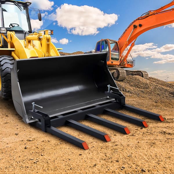 Clamp on Debris forks to 48 in. Bucket 2600 lbs. Capacity Heavy-Duty Clamp on Pallet forks Bucket Attachments Fit
