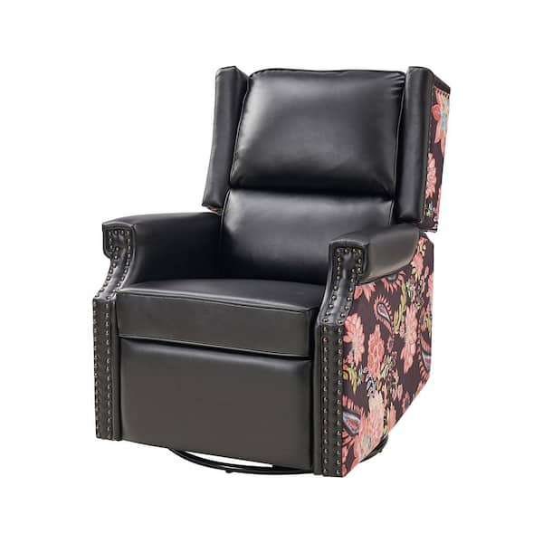 JAYDEN CREATION Pedro Black Transitional Ergonomic Swivel Rocker Recliner