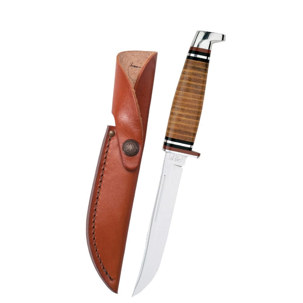 W. R. Case & Sons Cutlery Co 5 in. Leather Hunter Fixed Blade Pocket Knife  FI00381 - The Home Depot