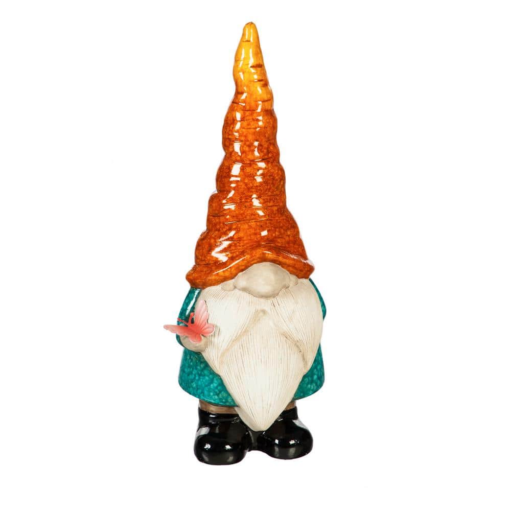 Evergreen 13 in. H Ceramic Gnome Garden Statuary, Red 2CG306B The