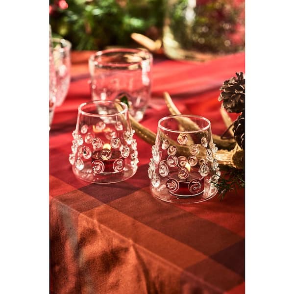Abigails Clear Votive with Glass-Applied Swirls (Set of 4)