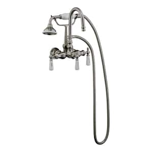 3-Handle Claw Foot Tub Faucet with Gooseneck Spout and Hand Shower in Polished Chrome