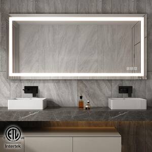 60 in. W x 36 in. H Large Rectangular Frameless LED Light Anti-Fog Wall Bathroom Vanity Mirror Super Bright
