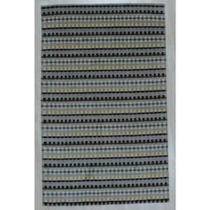 Stripe/CHECKERED Hand Knotted Wool Modern Knotted Strpied Rug, 6' x 9', Area Rug