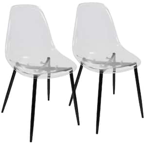 Clara Mid-Century Clear Acrylic and Black Modern Dining Chair (Set of 2)